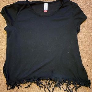 Black top with lace on the bottom